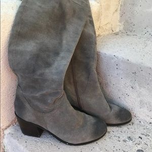 Kelsi Dagger Gray Taupe Leather Boots